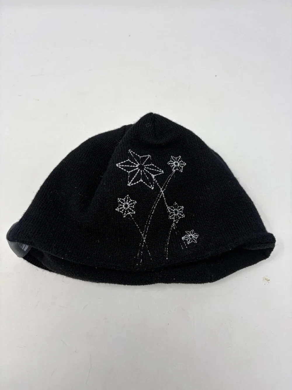 The North Face women's beanie hat black floral wool embroidered gorpcore snow